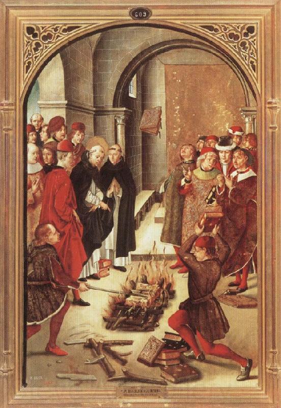BERRUGUETE, Pedro Scenes from the Life of Saint Dominic:The Burning of the Books Norge oil painting art